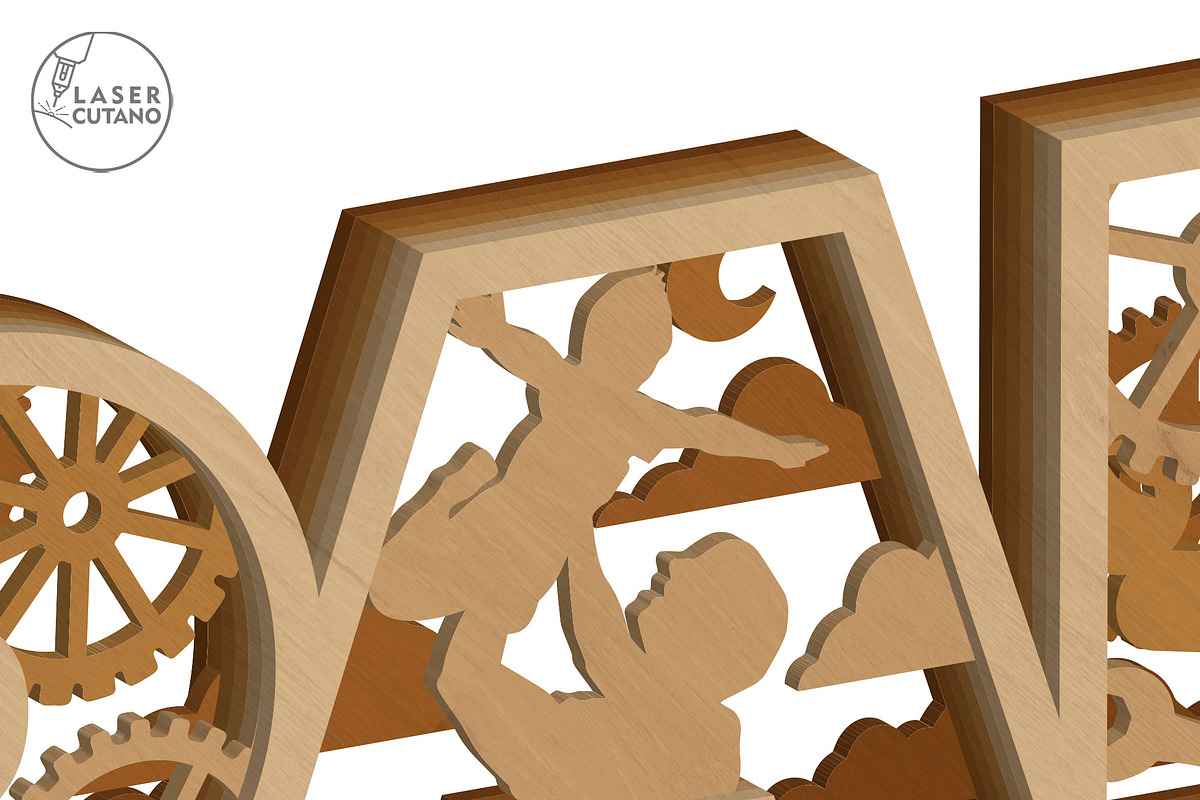 DAD Multilayer Laser Cut Template, a Templates & Theme by LaserCutano (Photo 3 of 9)