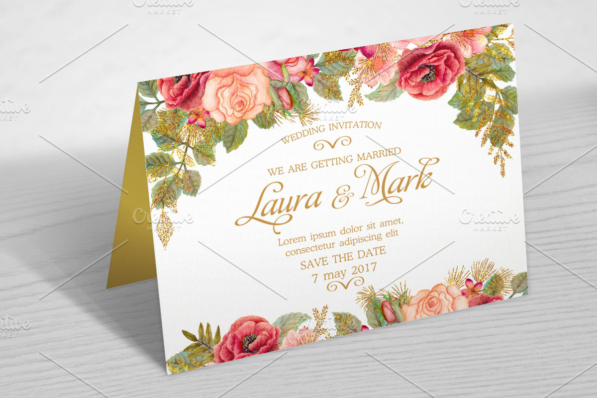 Watercolor wedding glitter flowers, an Illustration by antuanetto (Photo 12 of 13)