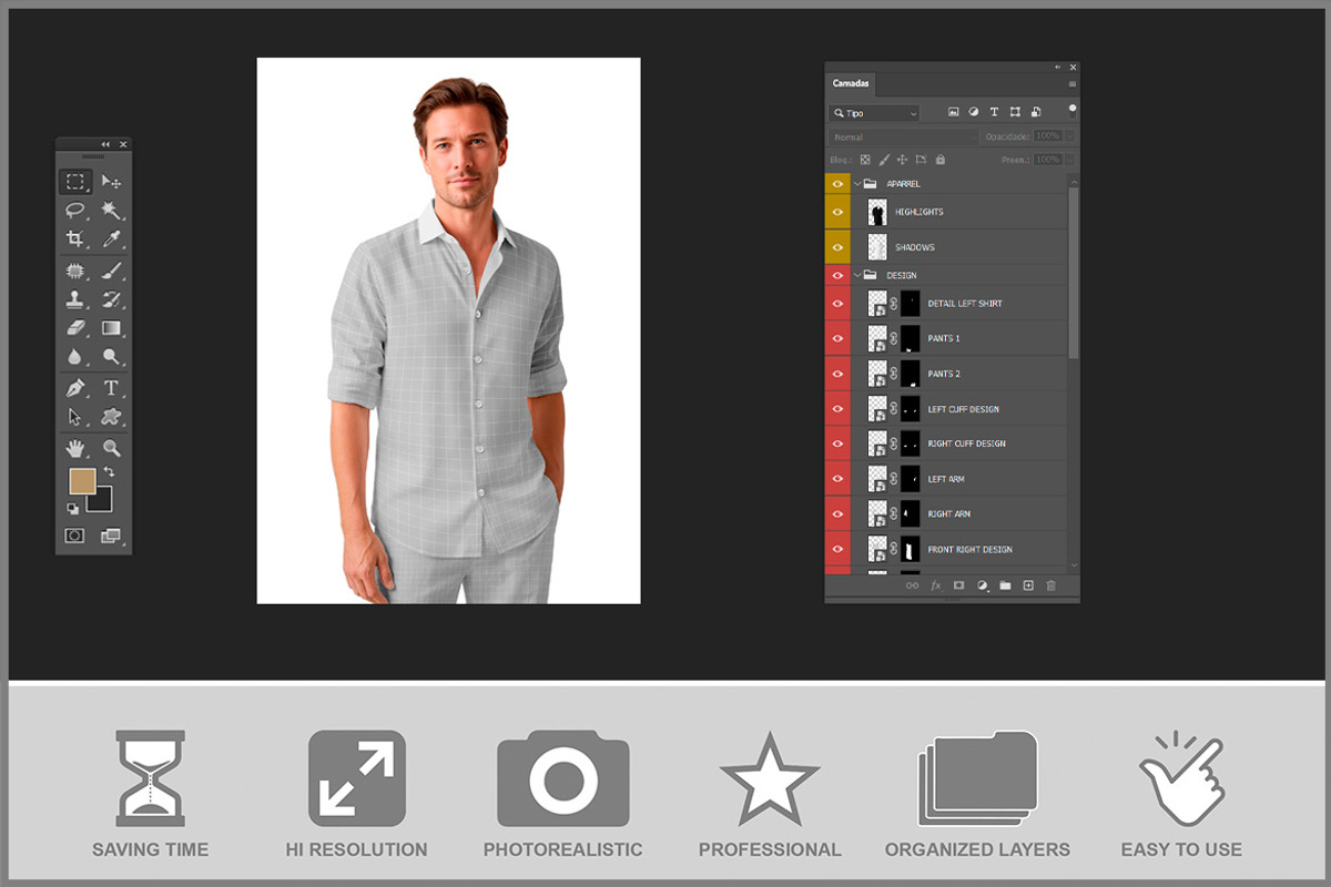 Rolled Sleeve Shirt Mockup PSD, a Shirt Mockup by Bruno's Shop (Photo 3 of 4)