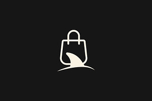 shark shop bag logo design vector