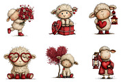 Quirky Valentines Sheep Clipart, an Illustration by Dream Creation (Thumbnail 5 of 6)