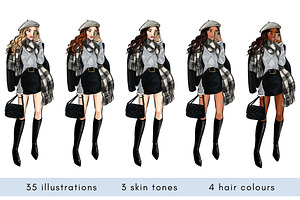 Winter Girls 4 Clipart Set