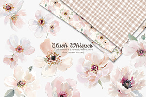 Blush floral clipart & patterns, a Decorative Illustration by Patishop Art