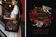 Golden birds cage and roses, an Animal Illustration by Matrioshka (Thumbnail 1 of 8)