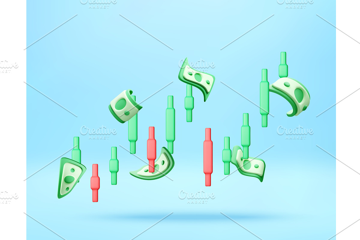 3d rising trading chart with paper, a Finance Illustration by Abscent