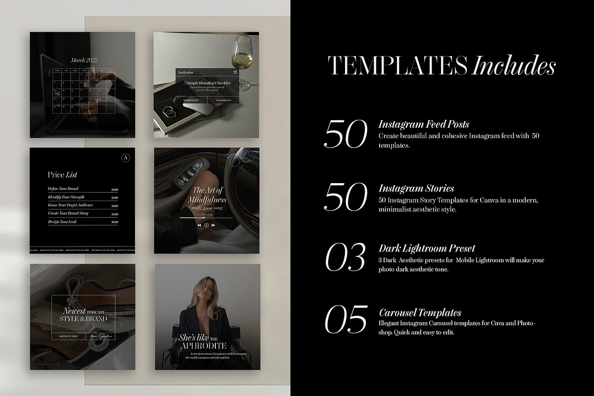 Instagram Aesthetic Templates Canva, a Social Media Template by Instprofi | Studio Estimo (Photo 3 of 13)
