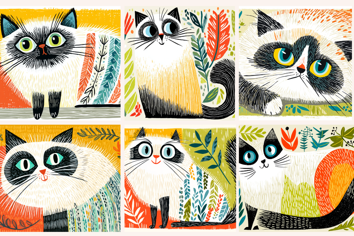 Scandi Folk Art Cat Illustrations, an Animal Illustration by PrintHaven Designs (Photo 6 of 8)
