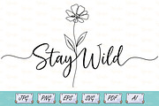 One Line Floral Stay Wild T-Shirt, an Object Illustration by Ghagra (Thumbnail 1 of 7)