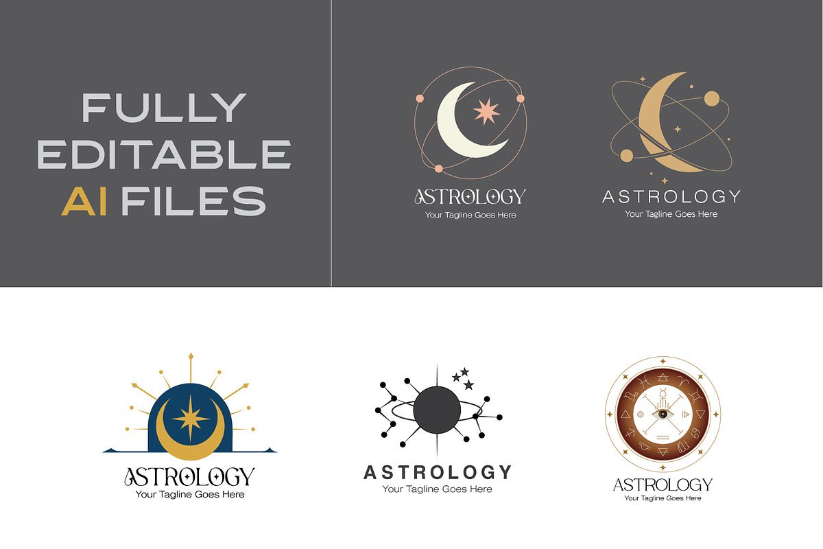 Modern Astrology Logo Collection, a Branding & Logo Template by YUDesignStore (Photo 2 of 15)