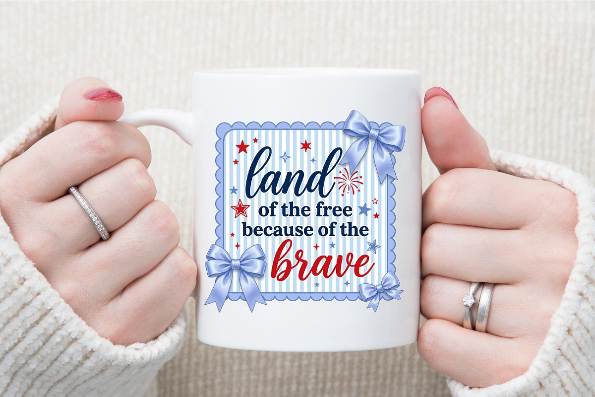 Preppy 4th of July Png, Land of Free, a Seasonal Illustration by Sublimation Artist (Photo 7 of 9)