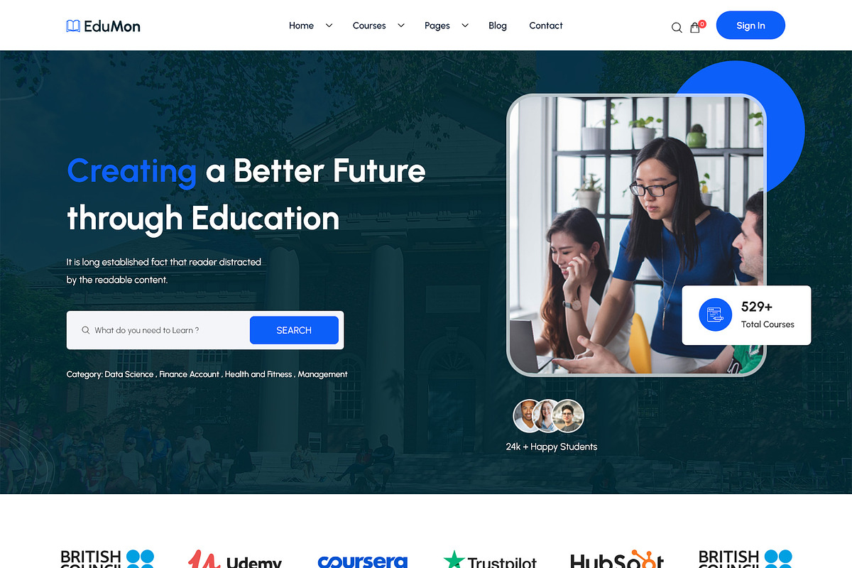 Edumoon - Education WordPress Theme, a WordPress Template by Themesvila (Photo 2 of 6)