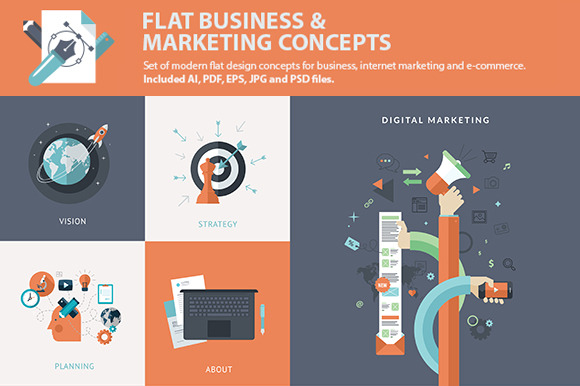 Flat Business Marketing Concepts
