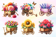 Floral Wooden Wagon Clipart PNG, a Work Illustration by Dream Creation (Thumbnail 4 of 5)