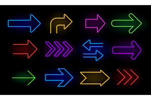 Neon arrows. Realistic glowing, an Object Illustration by Frogella