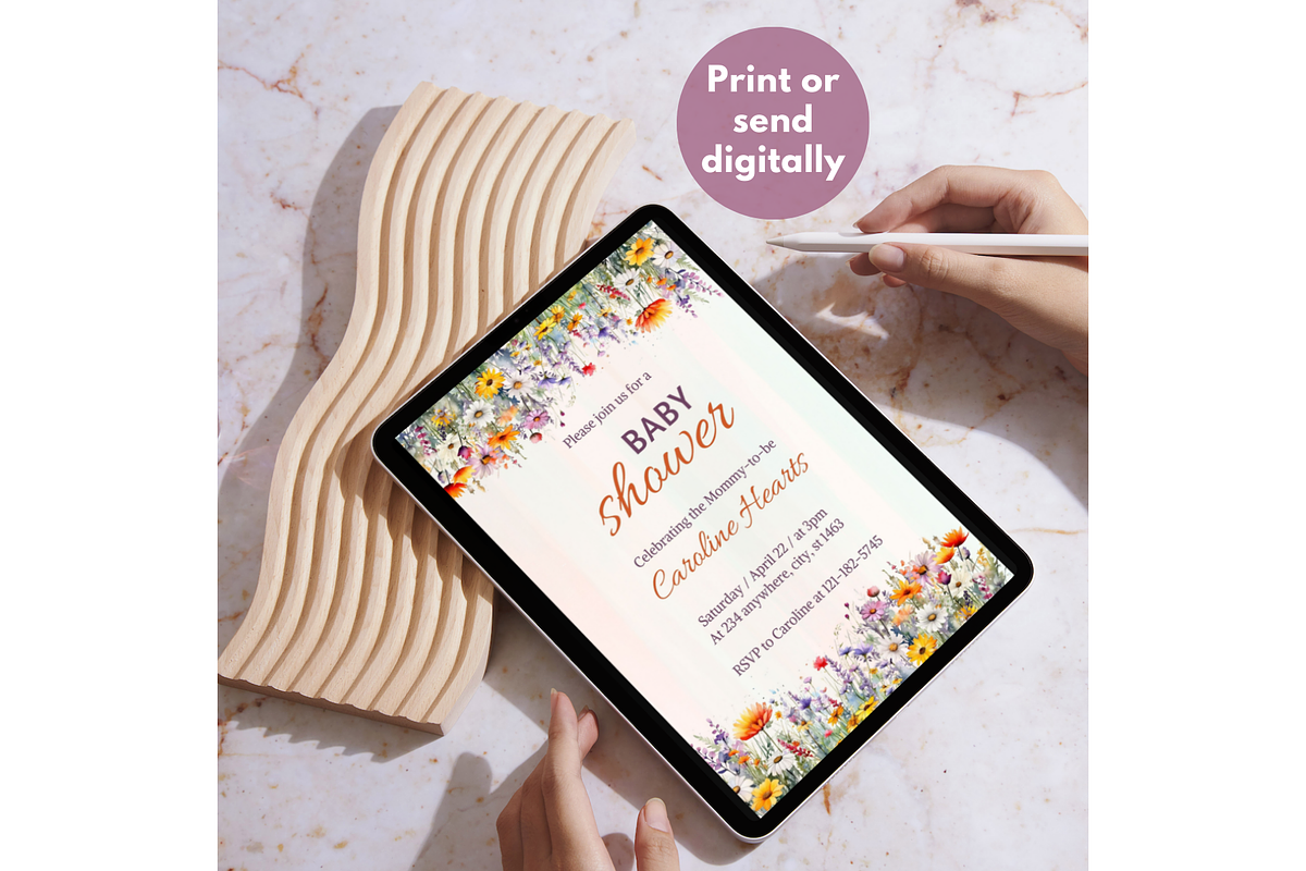 Baby Shower Invitation Template, an Invitation Template by SimoDigitalArt (Photo 3 of 10)