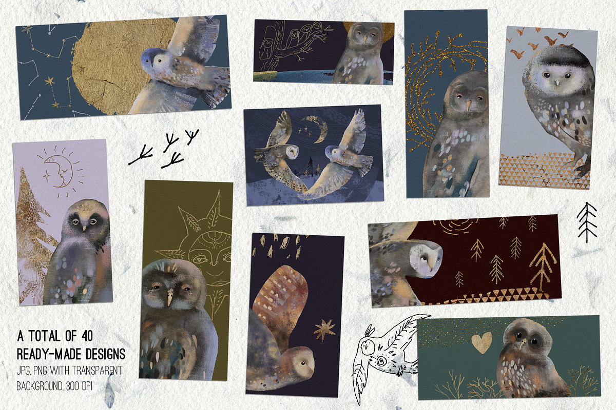 Magic owls: 280 elements for design, an Animal Illustration by Shusha Guna Art (Photo 17 of 23)