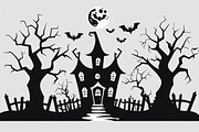 Haunted Halloween Silhouette Set, an Illustration by Creativeshirt (Thumbnail 3 of 9)