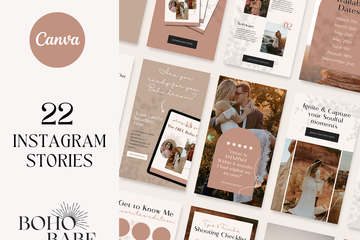 Instagram Story Templates Boho Canva, a Social Media Template by HerstedHertz (Photo 1 of 7)