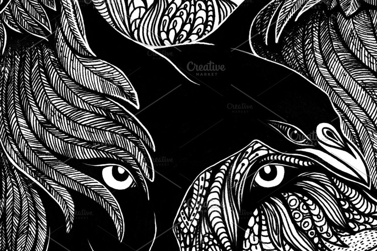 Wolf and Raven, an Animal Illustration by Apolinarias Art (Photo 3 of 5)