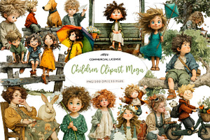 Children Clipart Mega Bundle, a Seasonal Illustration by CreationArt