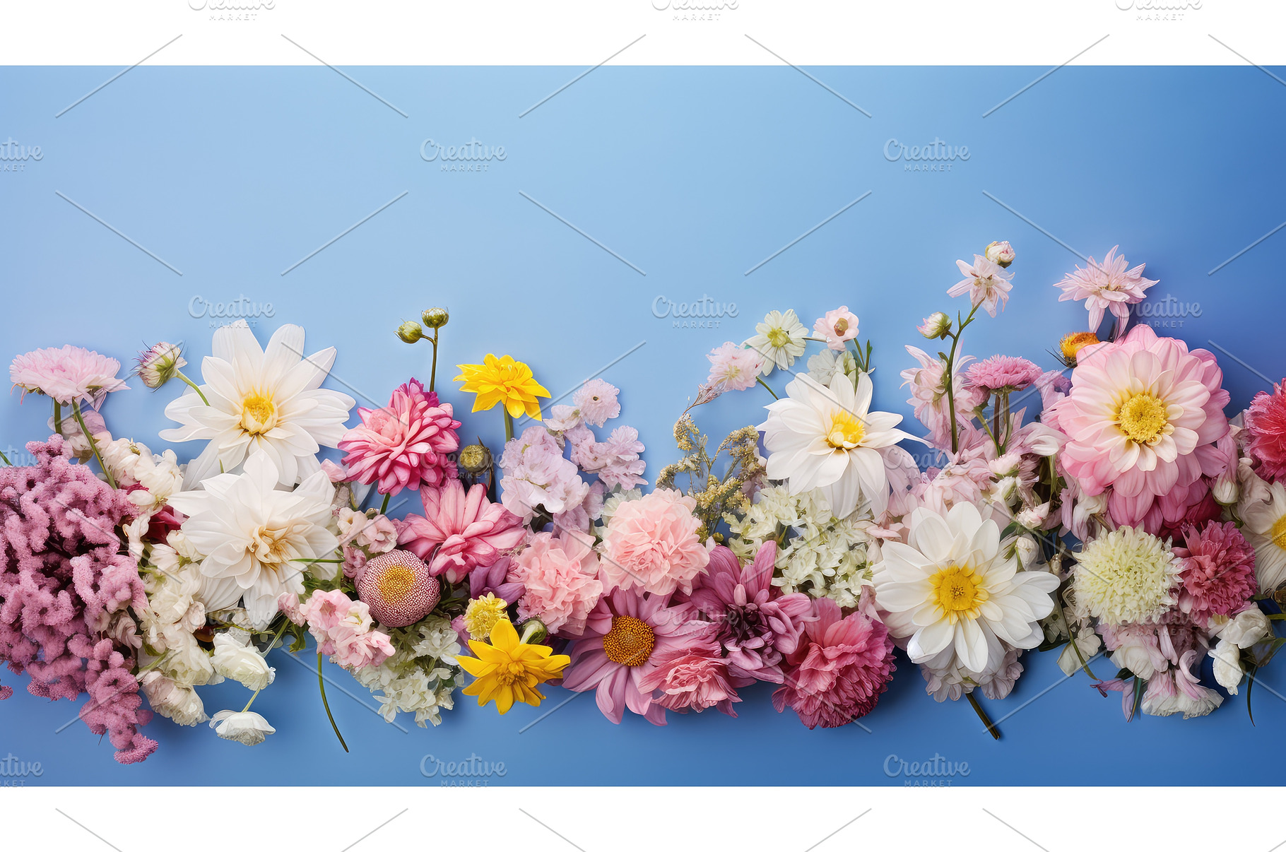vibrant blue background with flowers, an Animal Photo by pikepicture