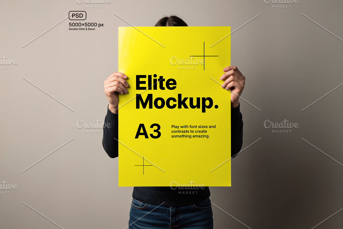 Woman Holding A3 Poster, an Advertising Mockup by Elite Mockups