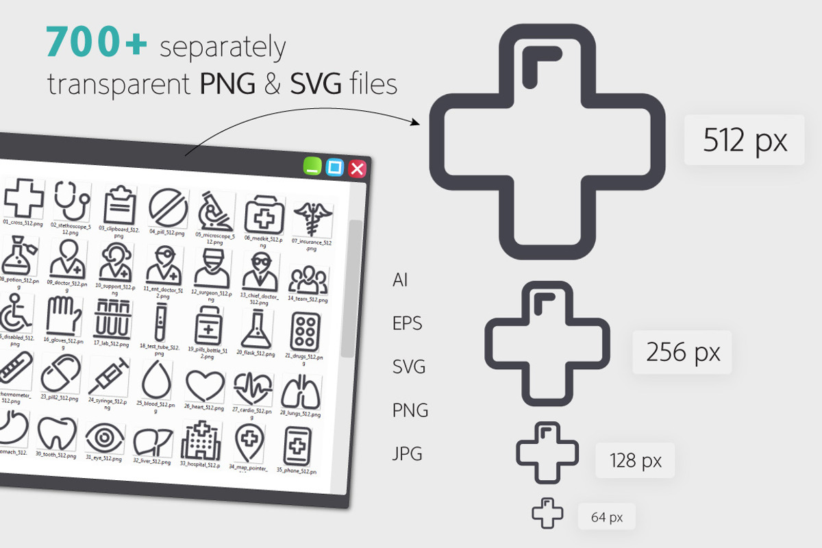 Health 700+ Line Icons Bundle, an Outline Icon by Voysla's Shop (Photo 5 of 8)