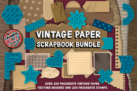 Procreate Vintage Scrapbook Bundle, a Brush Add-On by AlwaysBeColoring