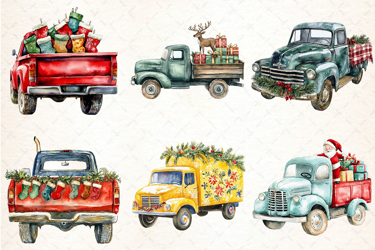 Christmas Truck Sublimation Clipart, an Illustration by DreamCafeArt (Photo 3 of 7)