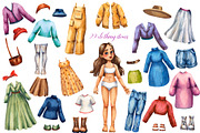 Lucy's Outfits - Watercolor Clipart, an Illustration by Mashamashastu (Thumbnail 2 of 8)