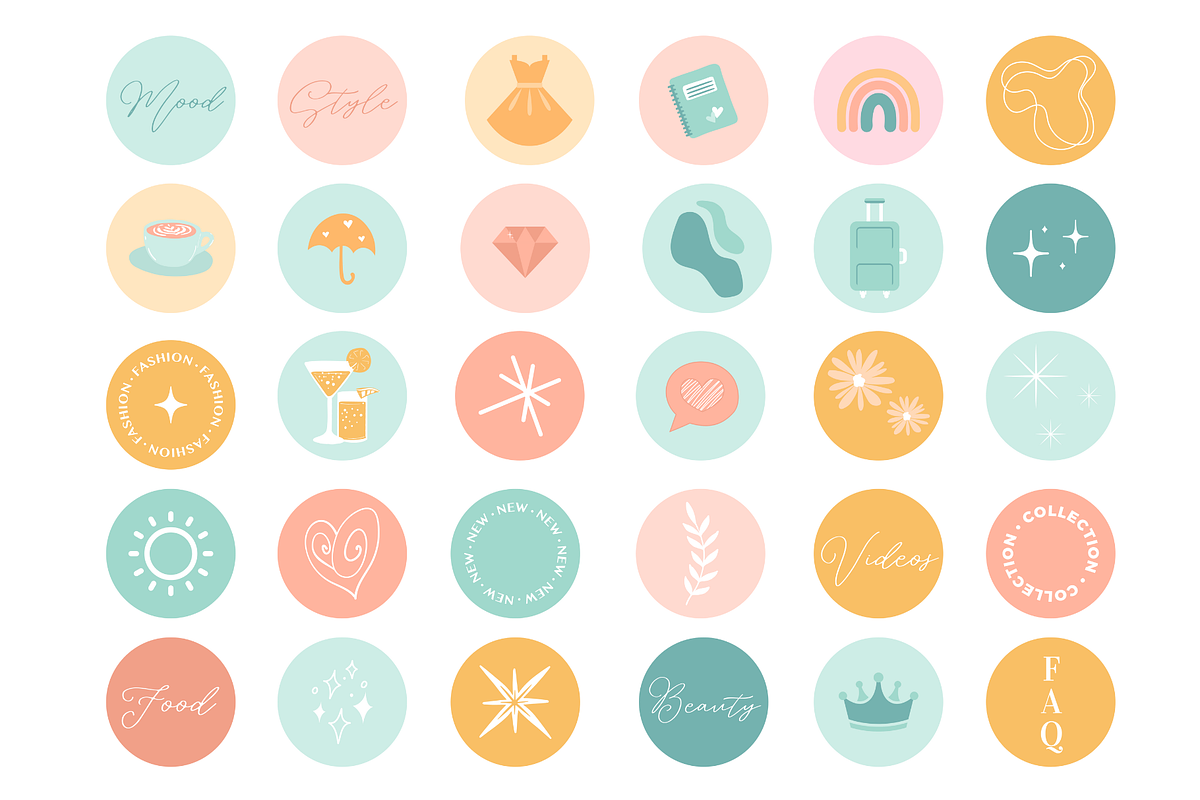 60 Pastel Instagram Story Icons, a Social Media Template by AdvertFox (Photo 3 of 5)