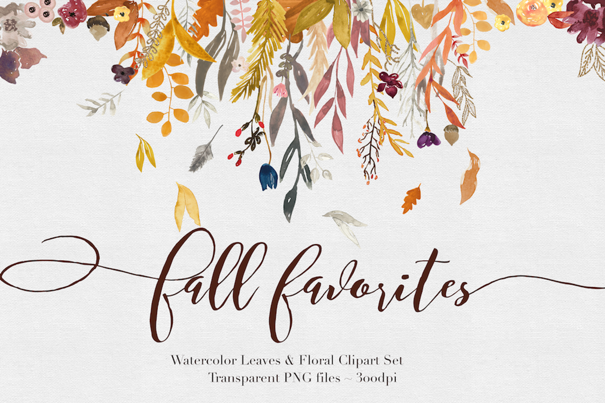 Fall Watercolor Clipart, an Illustration by The Autumn Rabbit Ltd (Photo 1 of 2)