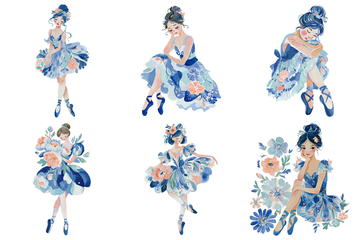 Whimsical Ballerina Girls PNG, a Seasonal Illustration by Daily.Designs (Photo 5 of 5)