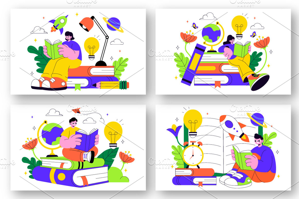 10 Book Week Illustration, an Education Illustration by denayunebgt (Photo 2 of 4)