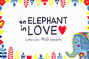 An Elephant In Love. Watercolor., an Animal Illustration by Fairy dreams (Thumbnail 1 of 9)