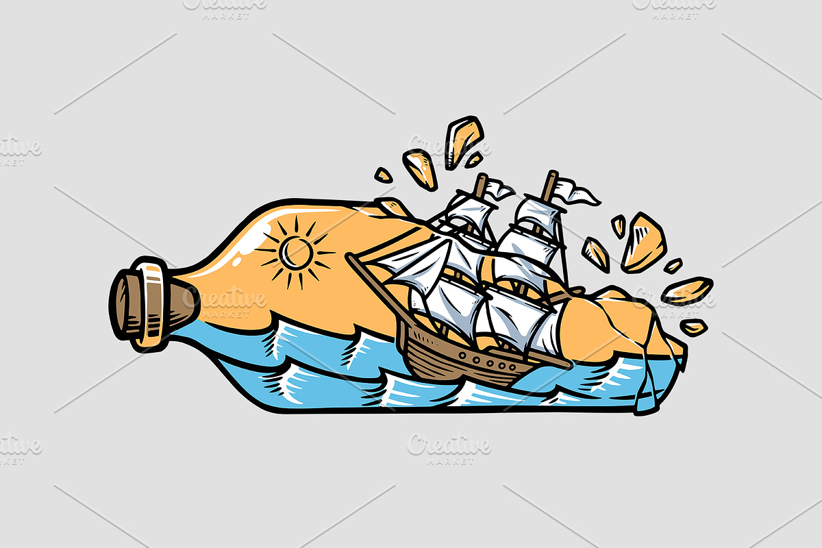 the view of the ship in the bottle, an Object Illustration by gunaonedesign (Photo 1 of 4)