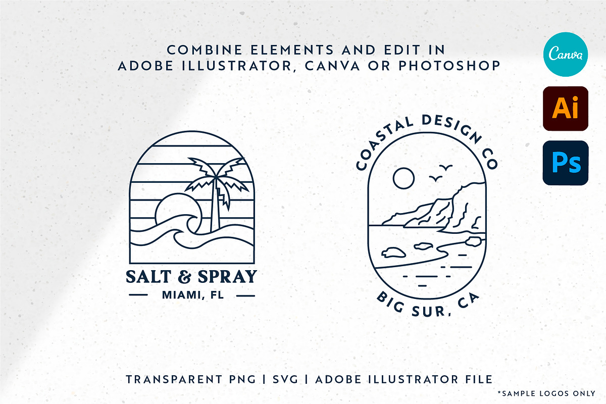 Coastal Line Art Logo Bundle, a Branding & Logo Template by Ellen Carty Design (Photo 7 of 11)