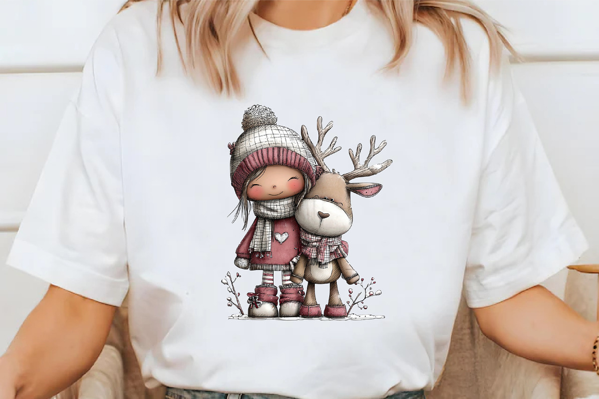Winter Girl and Reindeer Clipart, an Illustration by Libby Wishes (Photo 6 of 9)