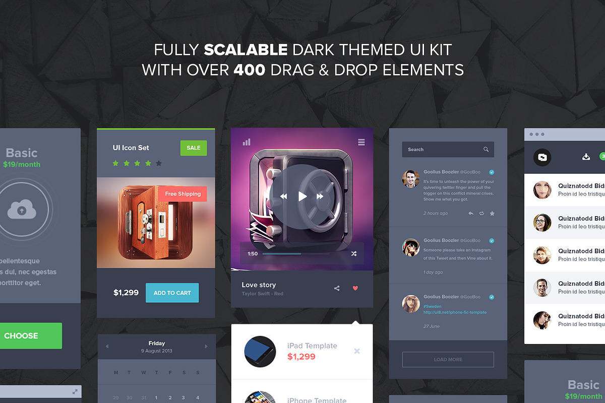 UI Kit - Dark, a Templates & Theme by UI8 (Photo 2 of 4)