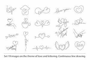 Valentines day. Сontinuous line.