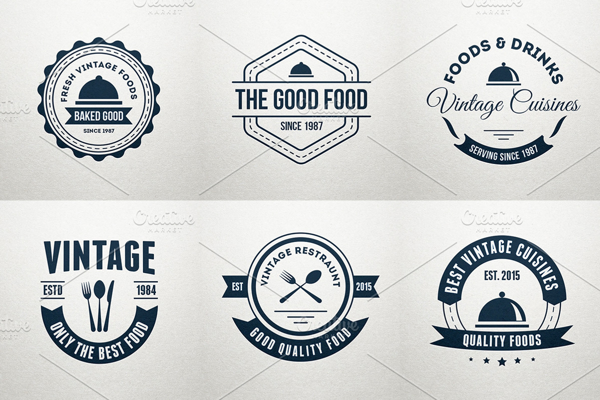 6 Food Logos, Retro Badges, Labels, a Branding & Logo Template by Arslan (Photo 1 of 2)