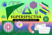 SuperSpectiva Retro Geo Clipart, an Object Graphic by angelainthefields (Thumbnail 1 of 17)