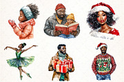 African American Christmas Clipart, an Illustration by Pixels.Craft (Thumbnail 2 of 7)