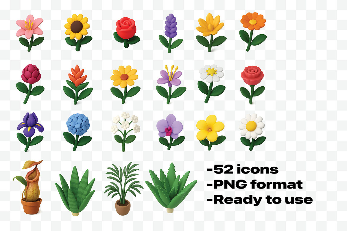 Flowers and Plant 3D Icons set, an Icon by Iwanistic (Photo 3 of 6)