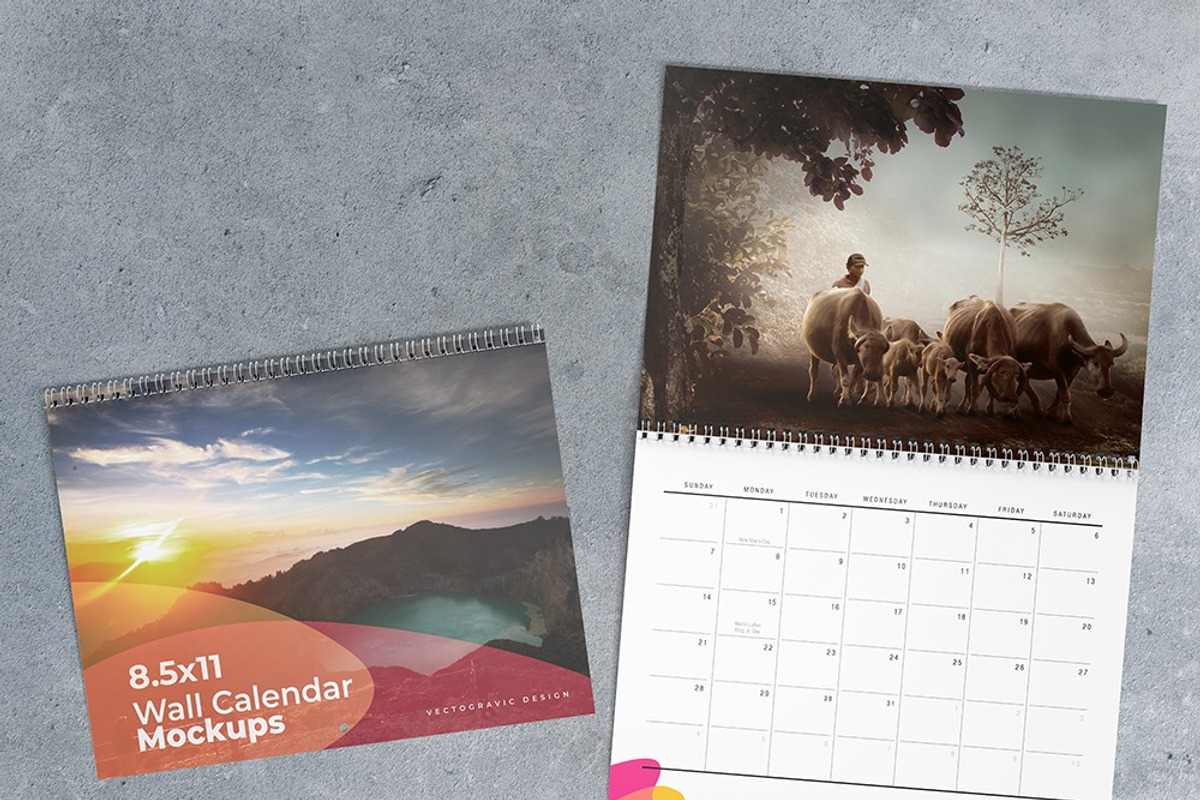 8.511 Wall Calendar Mockups, a Mockup by Vectogravic Design (Photo 8 of 8)