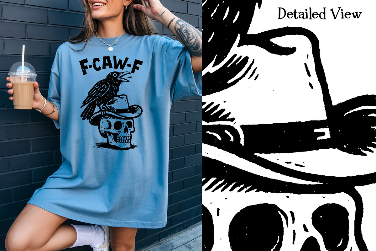 F-CAW-F Crow Sublimation PNG Set2, an Animal Illustration by Heather Green Designs (Photo 5 of 9)