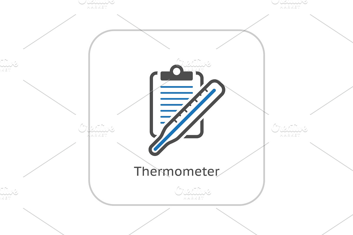 Thermometer and Medical Services Icon. Flat Design., an Object Graphic by PictureInStock