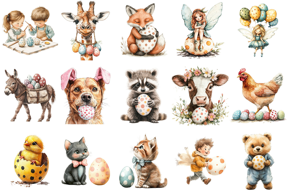 Watercolor Easter Clipart Bundle, an Illustration by OK Design (Photo 3 of 6)