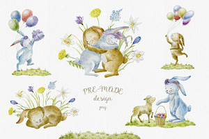 Easter Story. Cute Bunnies.