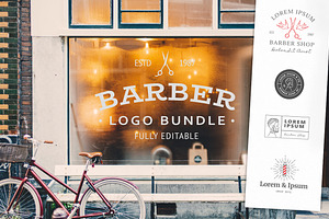 Barber Shop. Minimalistic Logo Set